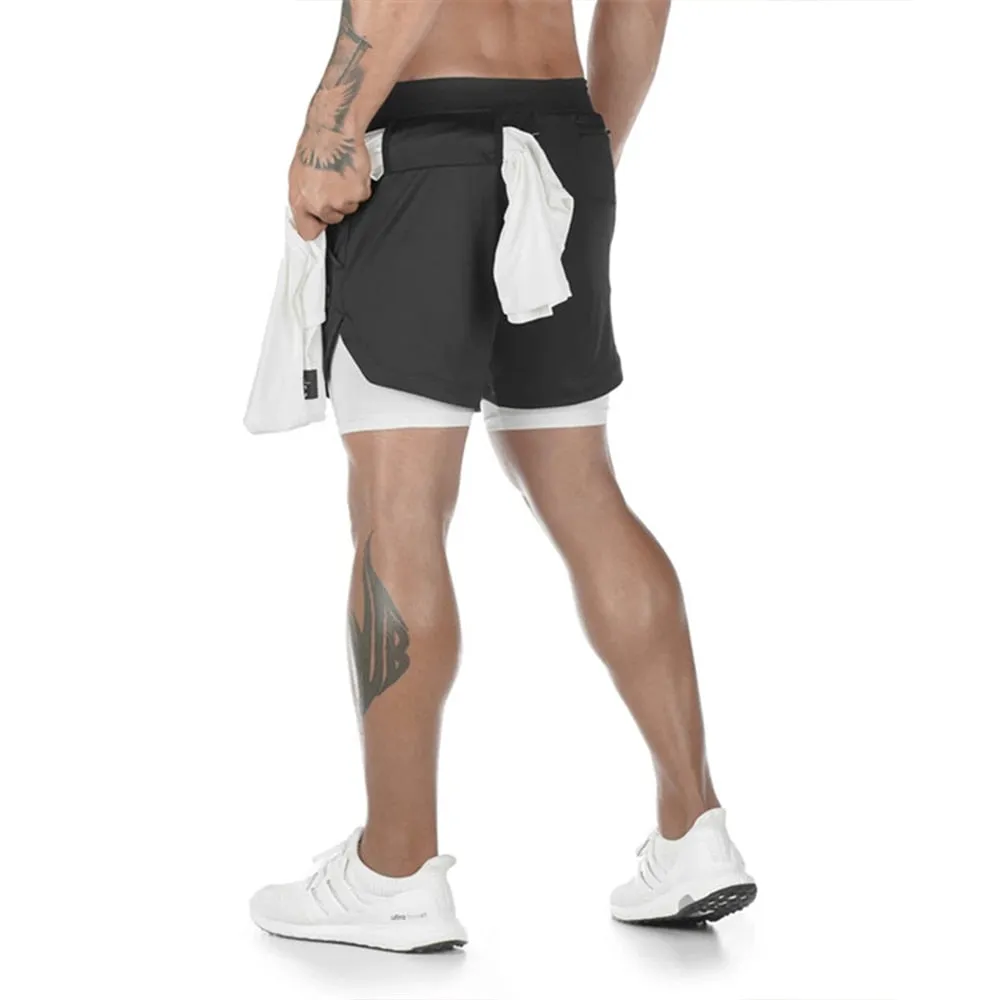 2023 Camo Running Shorts Men 2 In 1 Double-deck Quick Dry GYM Sport Shorts Fitness Jogging Workout Shorts