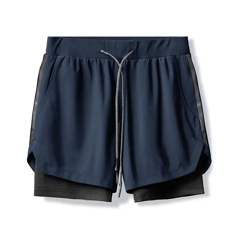 2023 Camo Running Shorts Men 2 In 1 Double-deck Quick Dry GYM Sport Shorts Fitness Jogging Workout Shorts