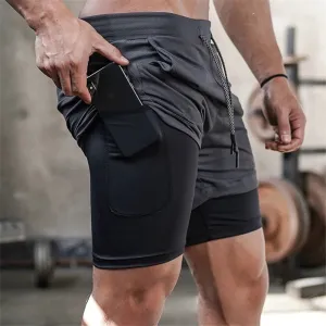 2023 Camo Running Shorts Men 2 In 1 Double-deck Quick Dry GYM Sport Shorts Fitness Jogging Workout Shorts
