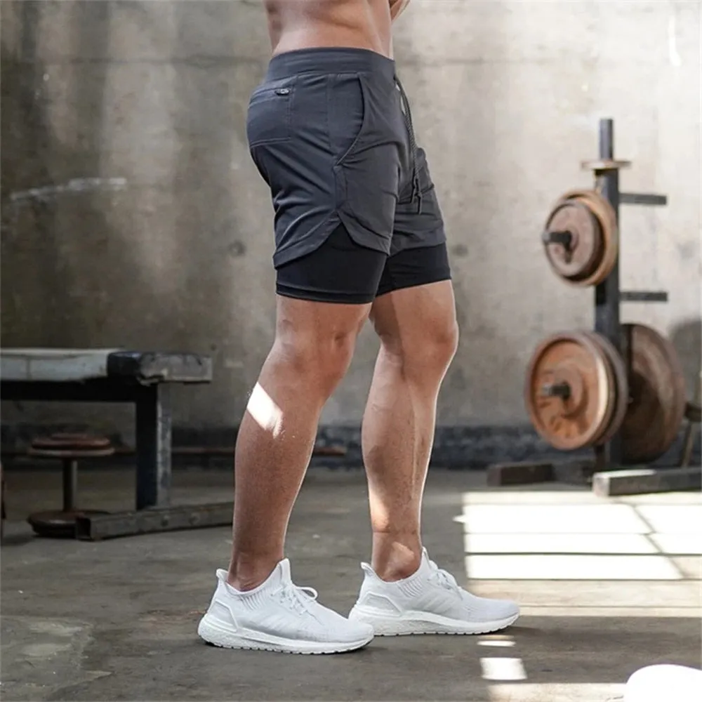 2023 Camo Running Shorts Men 2 In 1 Double-deck Quick Dry GYM Sport Shorts Fitness Jogging Workout Shorts