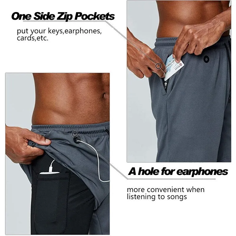 2023 Camo Running Shorts Men 2 In 1 Double-deck Quick Dry GYM Sport Shorts Fitness Jogging Workout Shorts