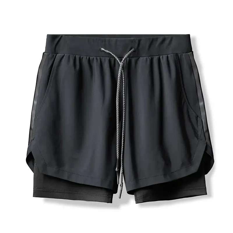 2023 Camo Running Shorts Men 2 In 1 Double-deck Quick Dry GYM Sport Shorts Fitness Jogging Workout Shorts