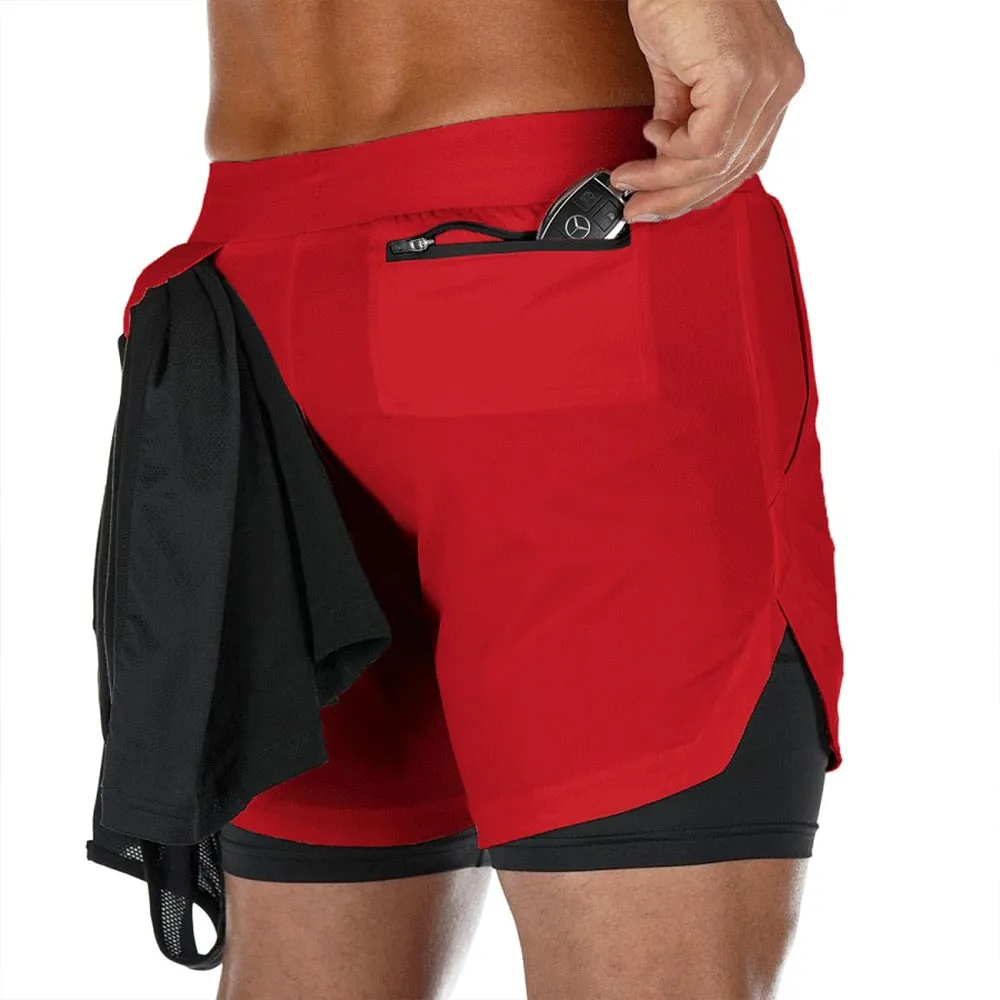 2023 Camo Running Shorts Men 2 In 1 Double-deck Quick Dry GYM Sport Shorts Fitness Jogging Workout Shorts
