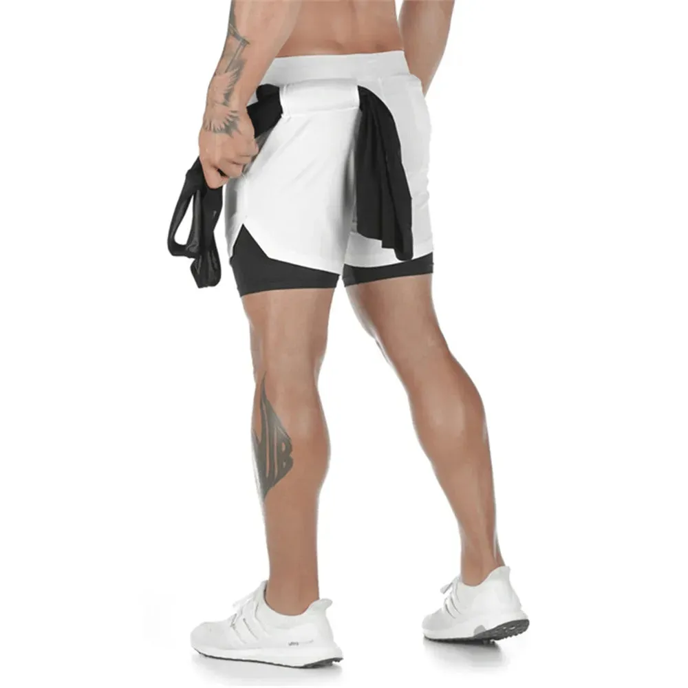 2023 Camo Running Shorts Men 2 In 1 Double-deck Quick Dry GYM Sport Shorts Fitness Jogging Workout Shorts