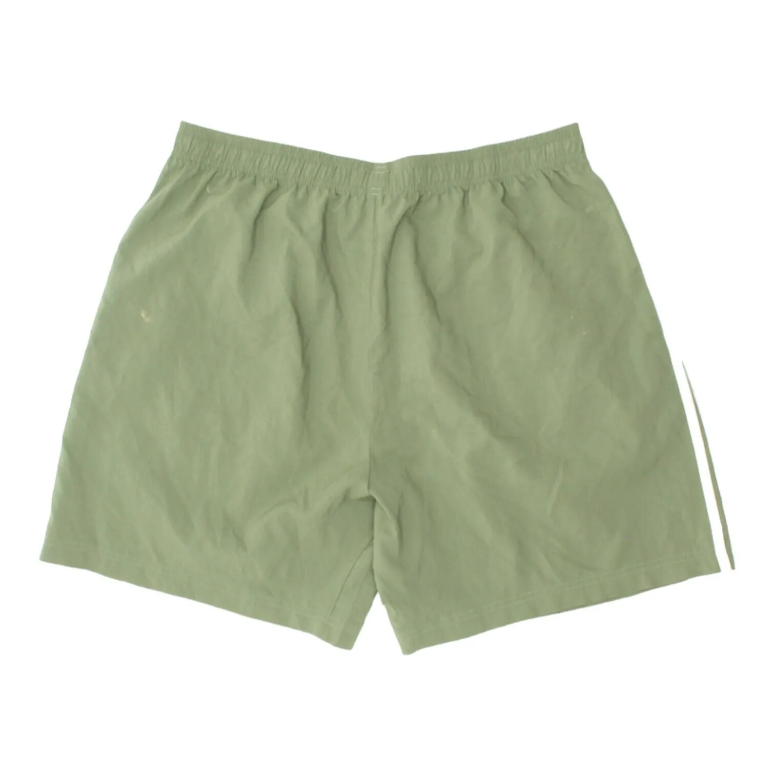 Adidas Mens Green 3 Stripe Polyester Sports Shorts | Sportswear VTG