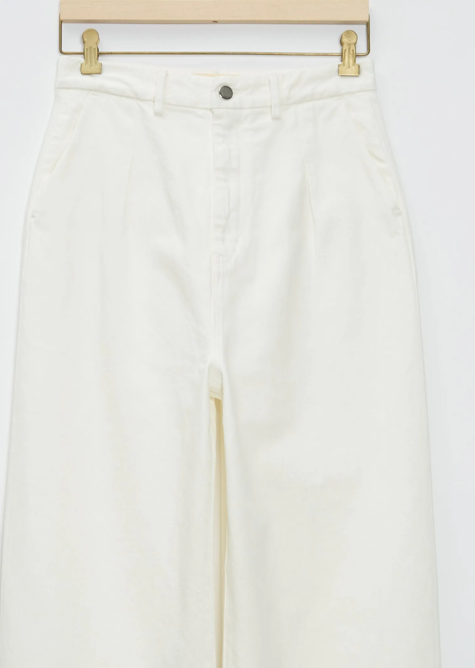 Attu Wide-Leg Cotton Denim Pants — Ivory