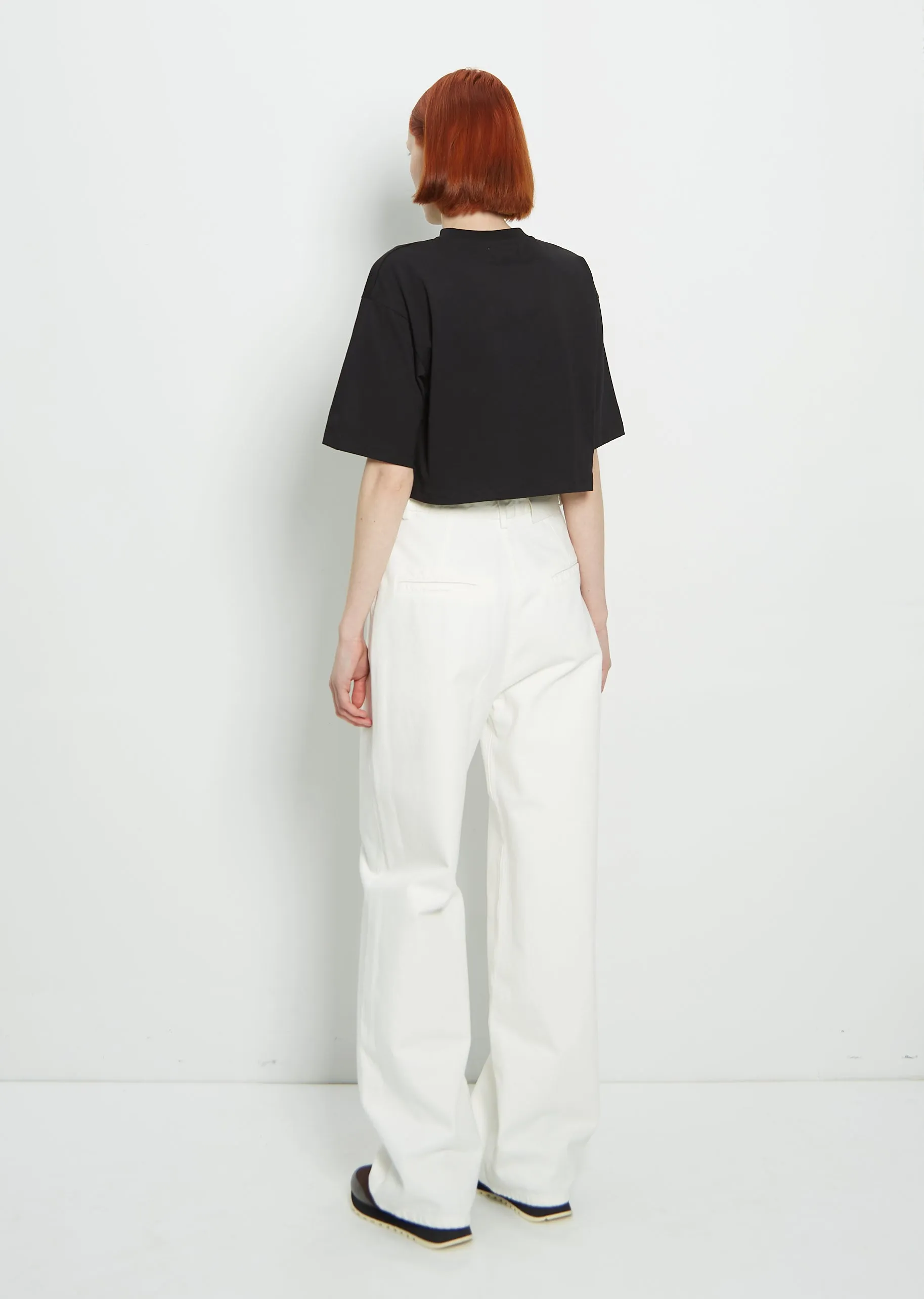 Attu Wide-Leg Cotton Denim Pants — Ivory