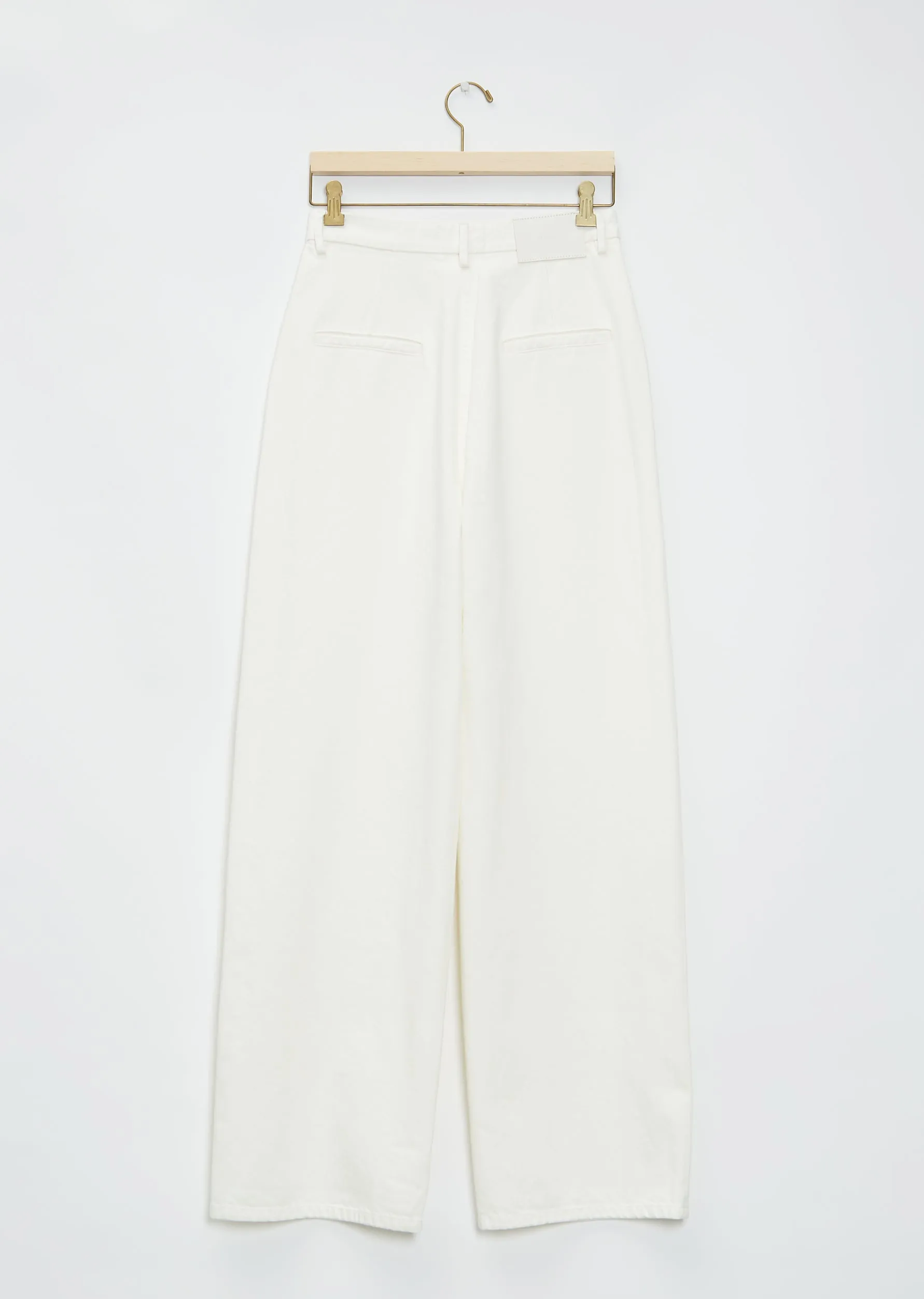 Attu Wide-Leg Cotton Denim Pants — Ivory
