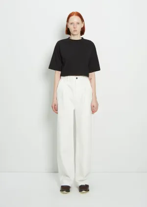 Attu Wide-Leg Cotton Denim Pants — Ivory