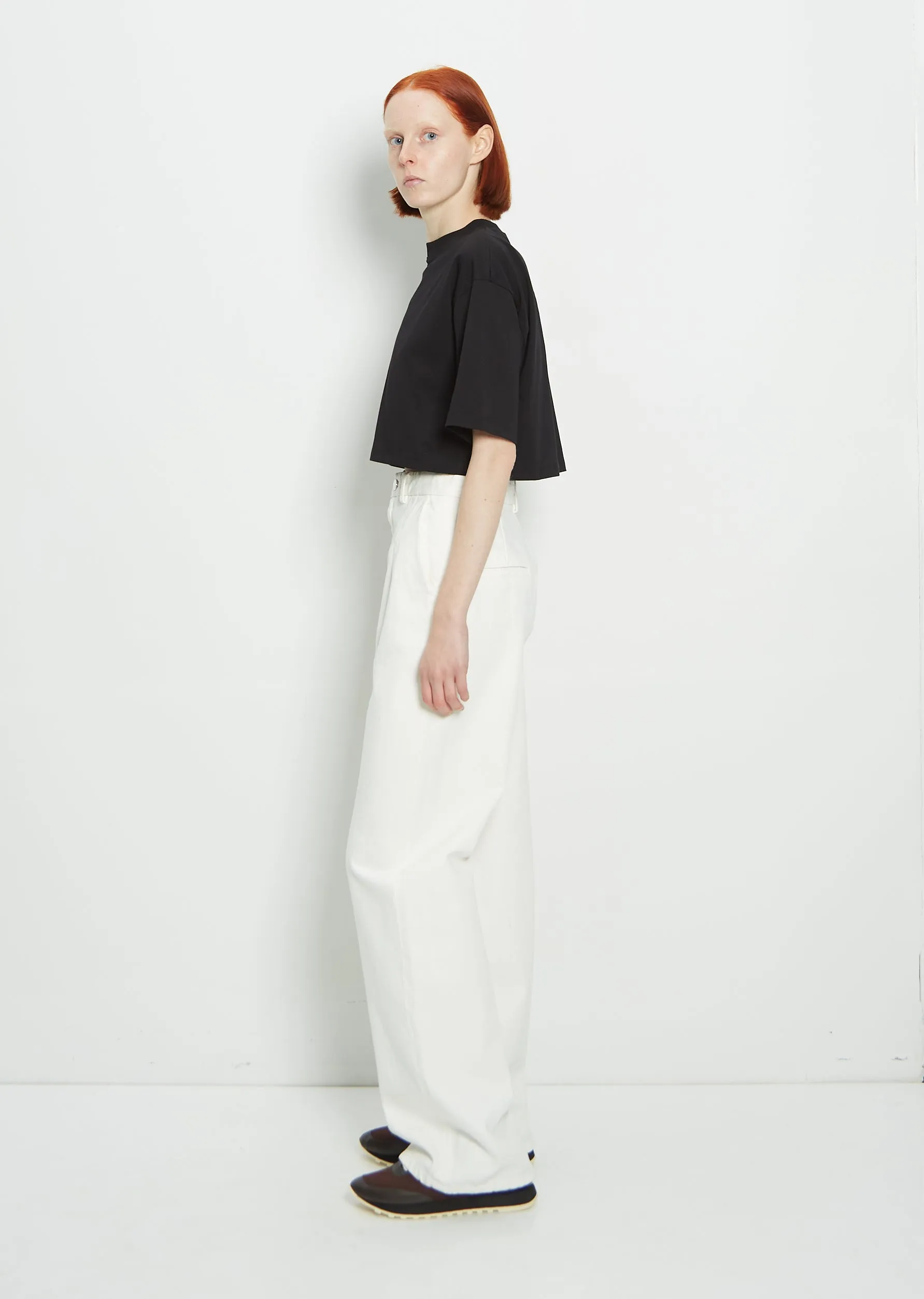 Attu Wide-Leg Cotton Denim Pants — Ivory