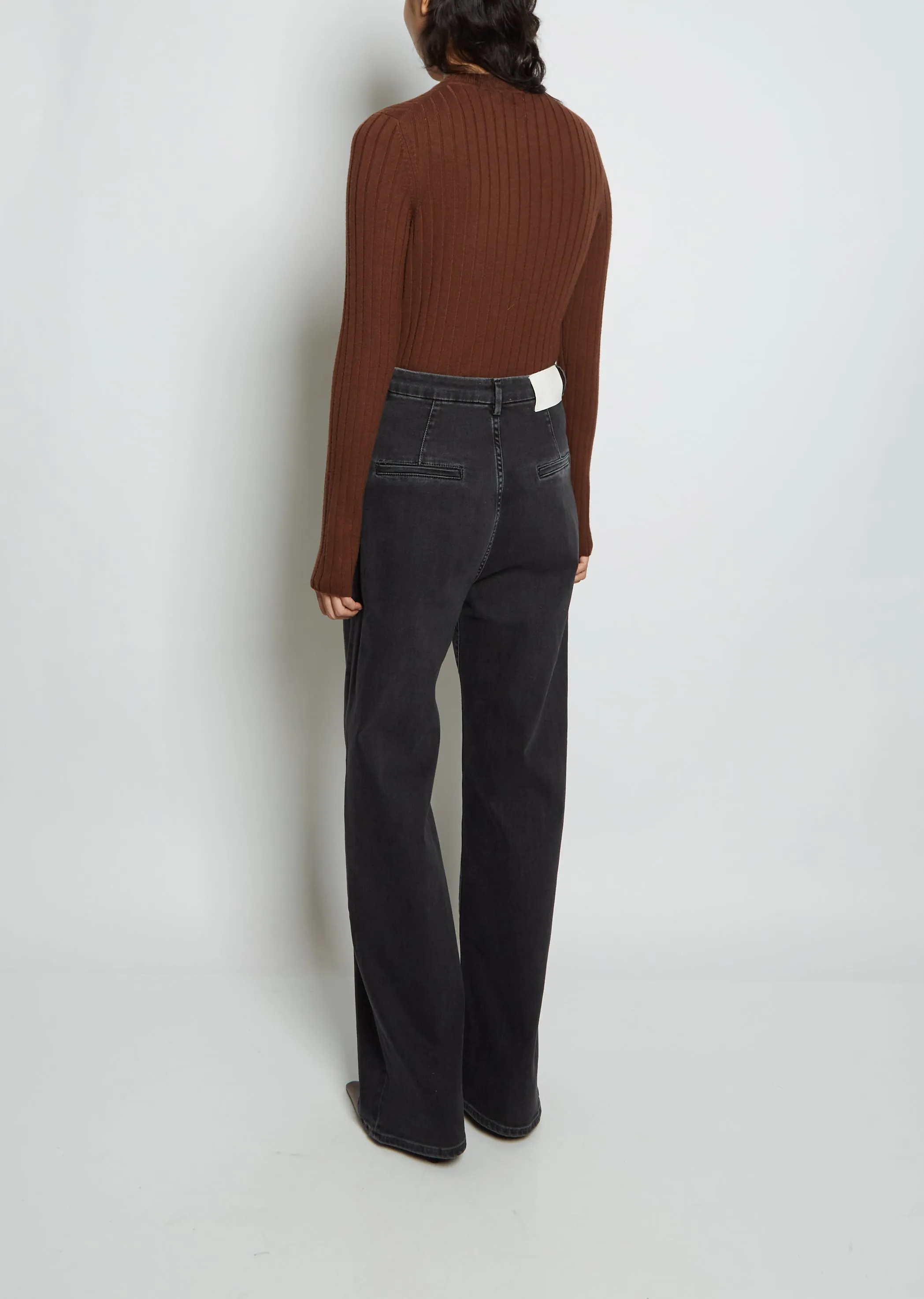 Attu Wide-Leg Cotton Denim Pants — Washed Grey