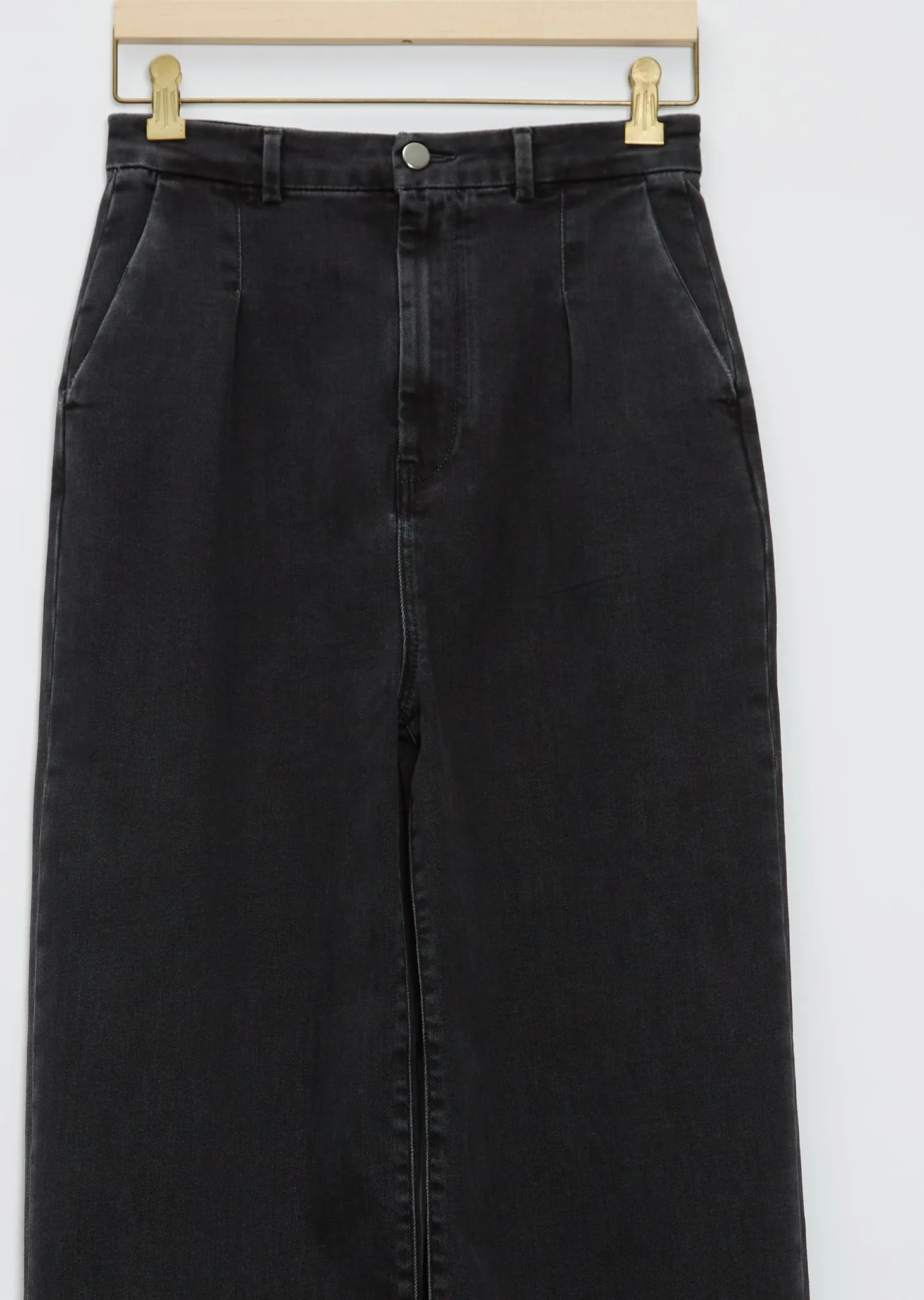 Attu Wide-Leg Cotton Denim Pants — Washed Grey