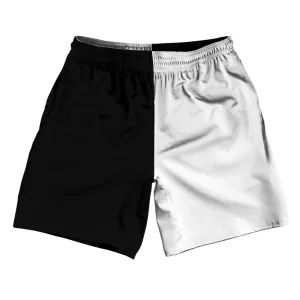 Black And White Quad Color Athletic Running Fitness Exercise Shorts 7" Inseam Shorts Made In USA