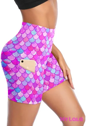 Curvy Pocketed Gym Shorts (Pearl Mermaid)