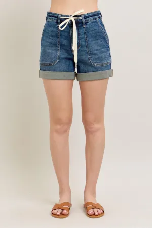 Judy Blue High Rise Cuff Denim Shorts (S-3XL)