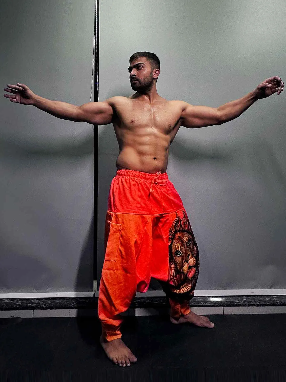 Men's Boho Lion Genie Pants Bohemian Hippy Harem Pants For Fitness Yoga