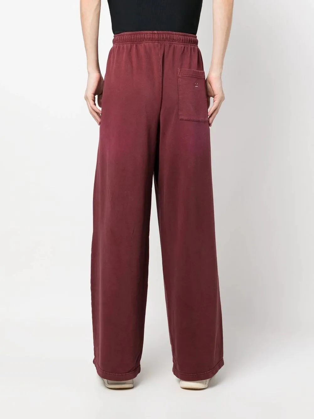 MICRO FACE LOGO-PATCH WIDE-LEG SWEATPANTS WIN RED