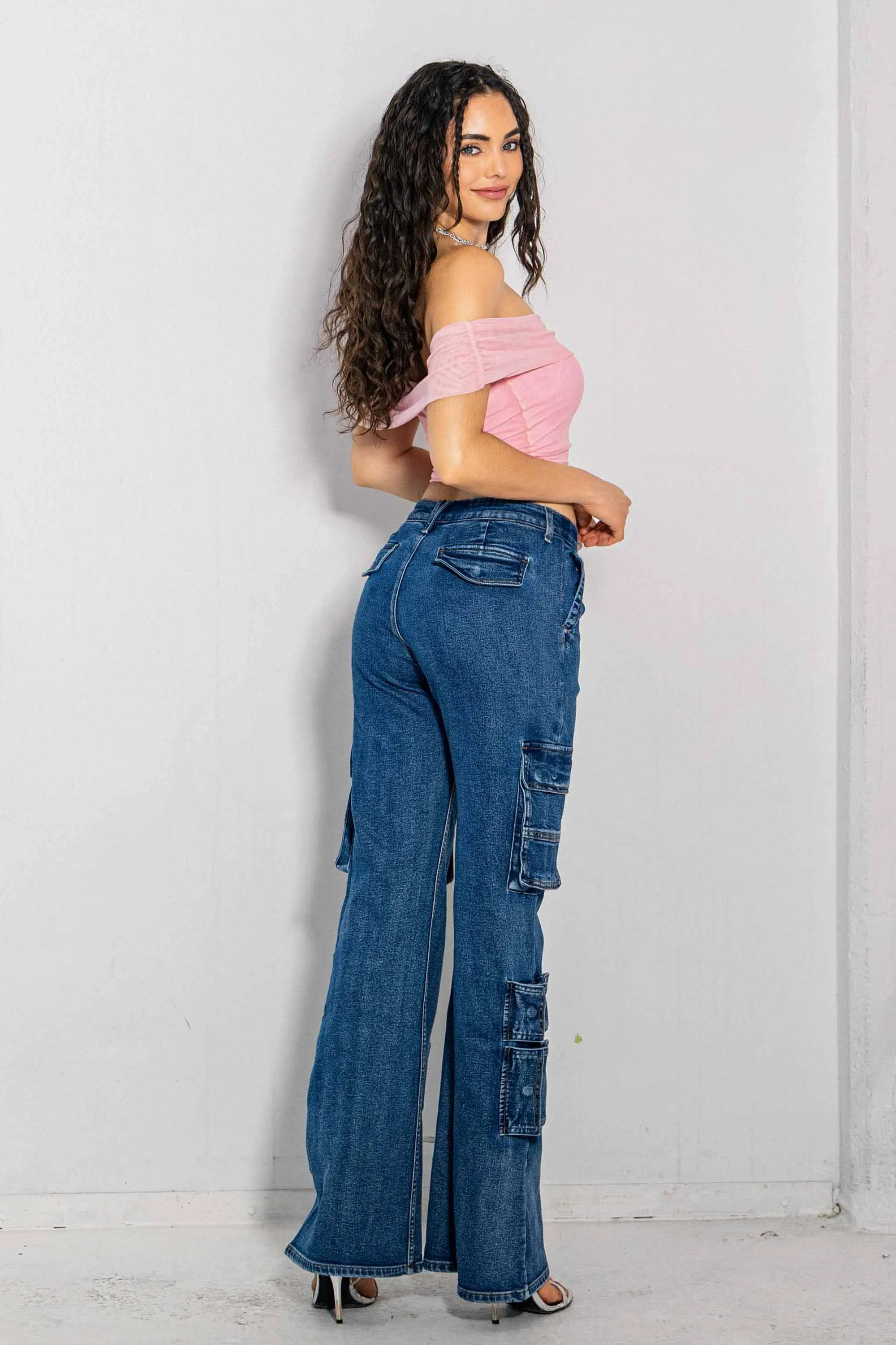 Mid-Rise Volume Flare Cargo Jeans
