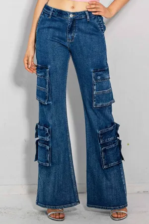 Mid-Rise Volume Flare Cargo Jeans