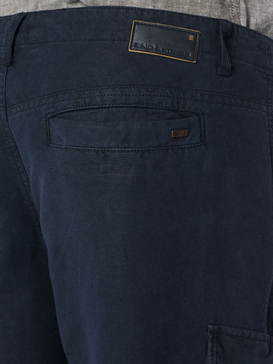 Pants Cargo With Linen Garment Dyed | Night