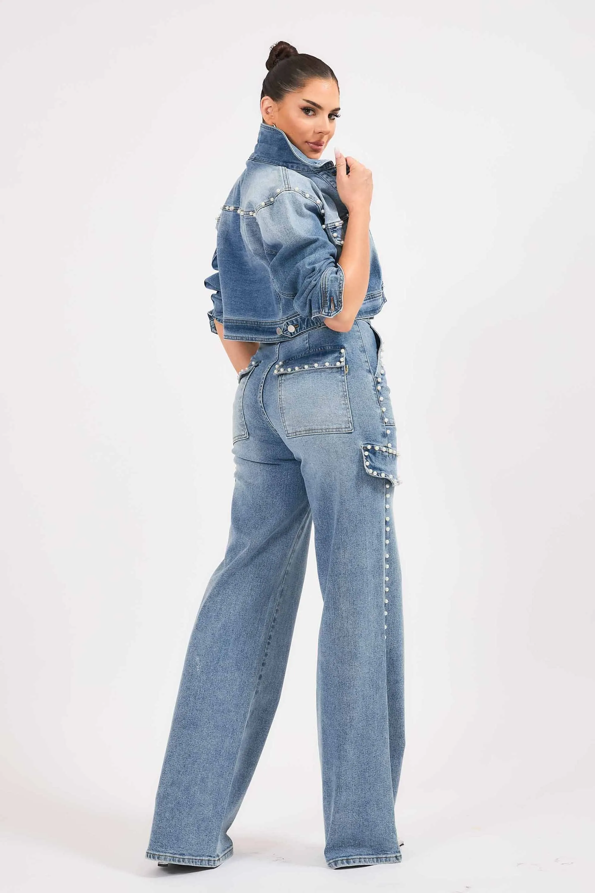 Pearl Cargo Wide Leg Jeans