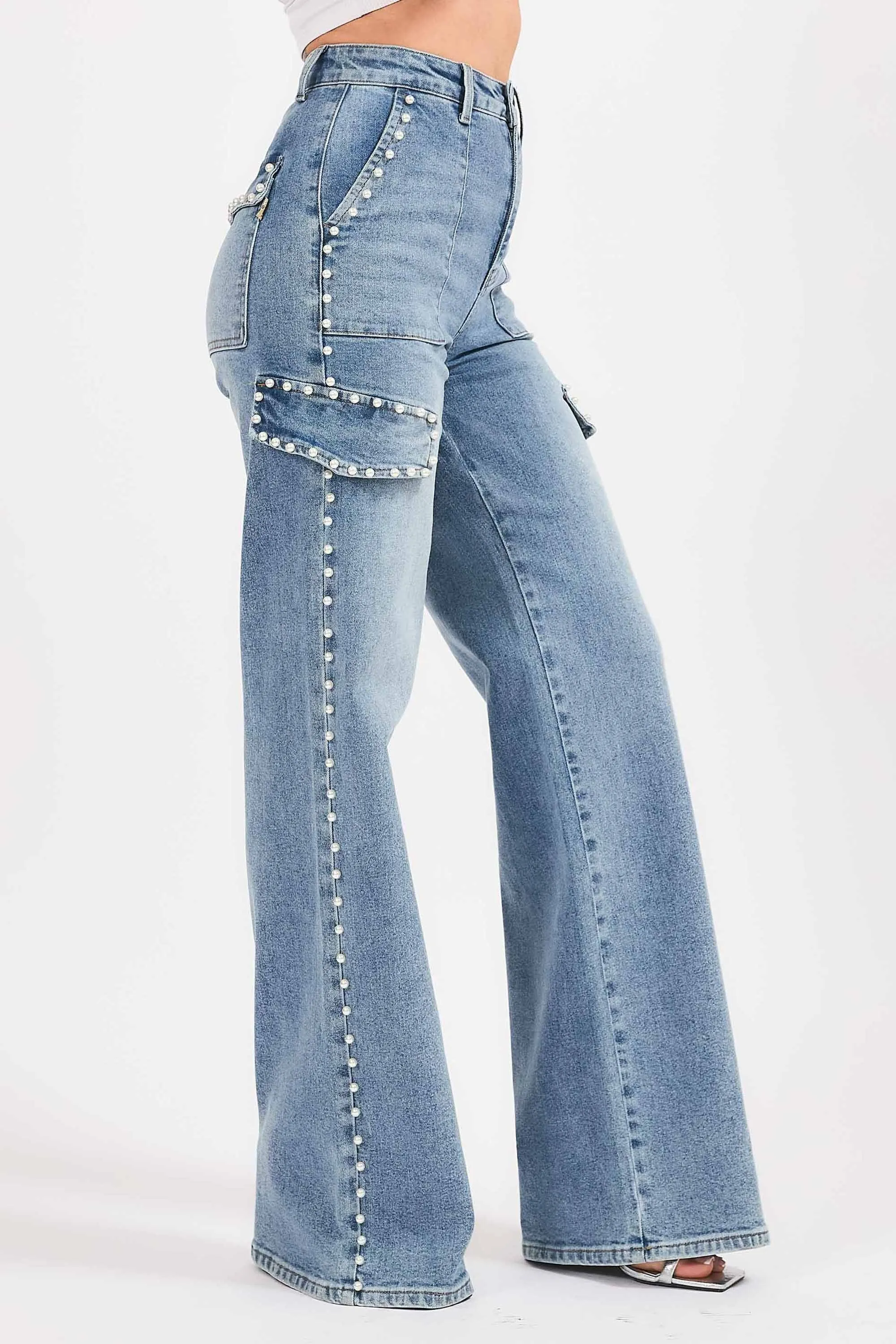 Pearl Cargo Wide Leg Jeans