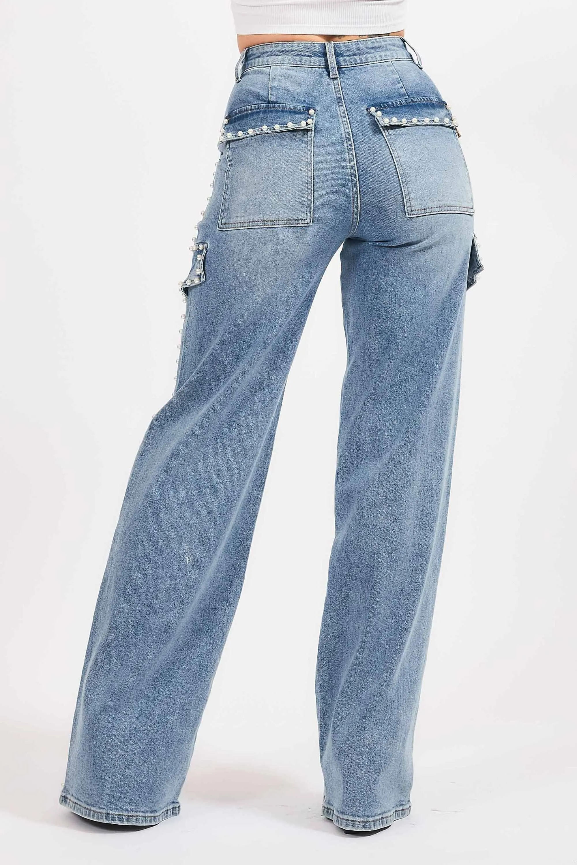 Pearl Cargo Wide Leg Jeans
