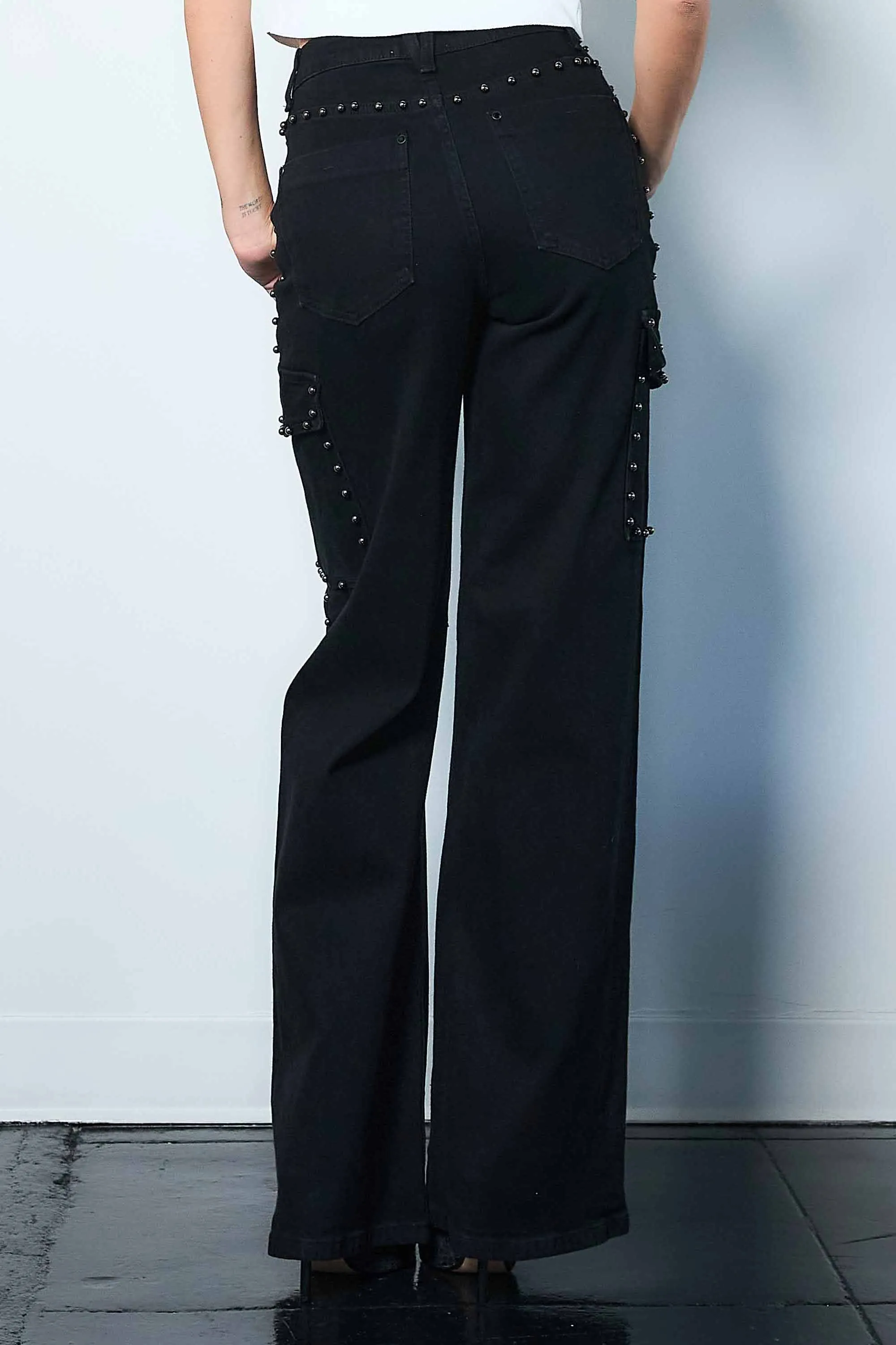 Pearl High-Rise Wide Leg Cargo Jeans