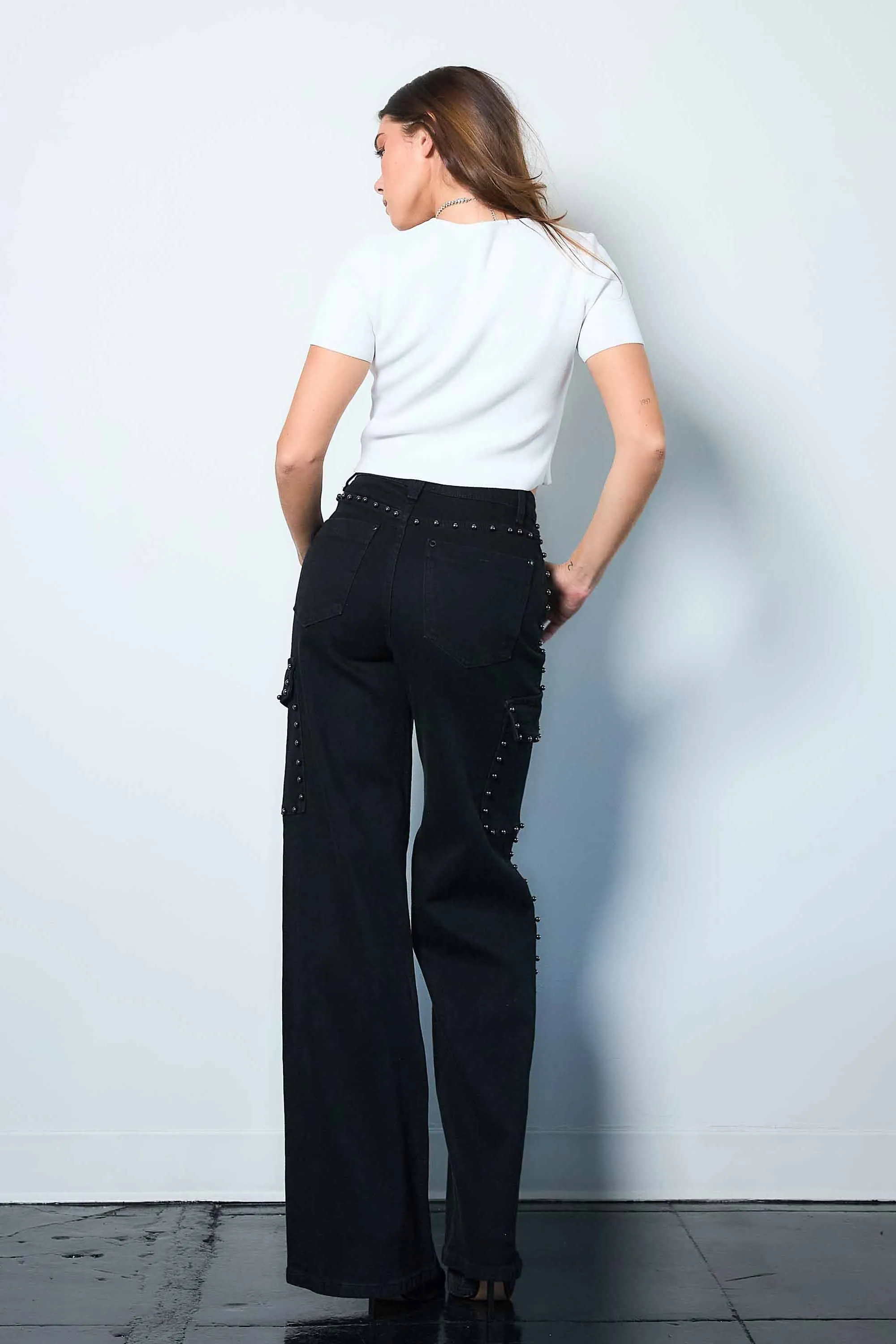 Pearl High-Rise Wide Leg Cargo Jeans