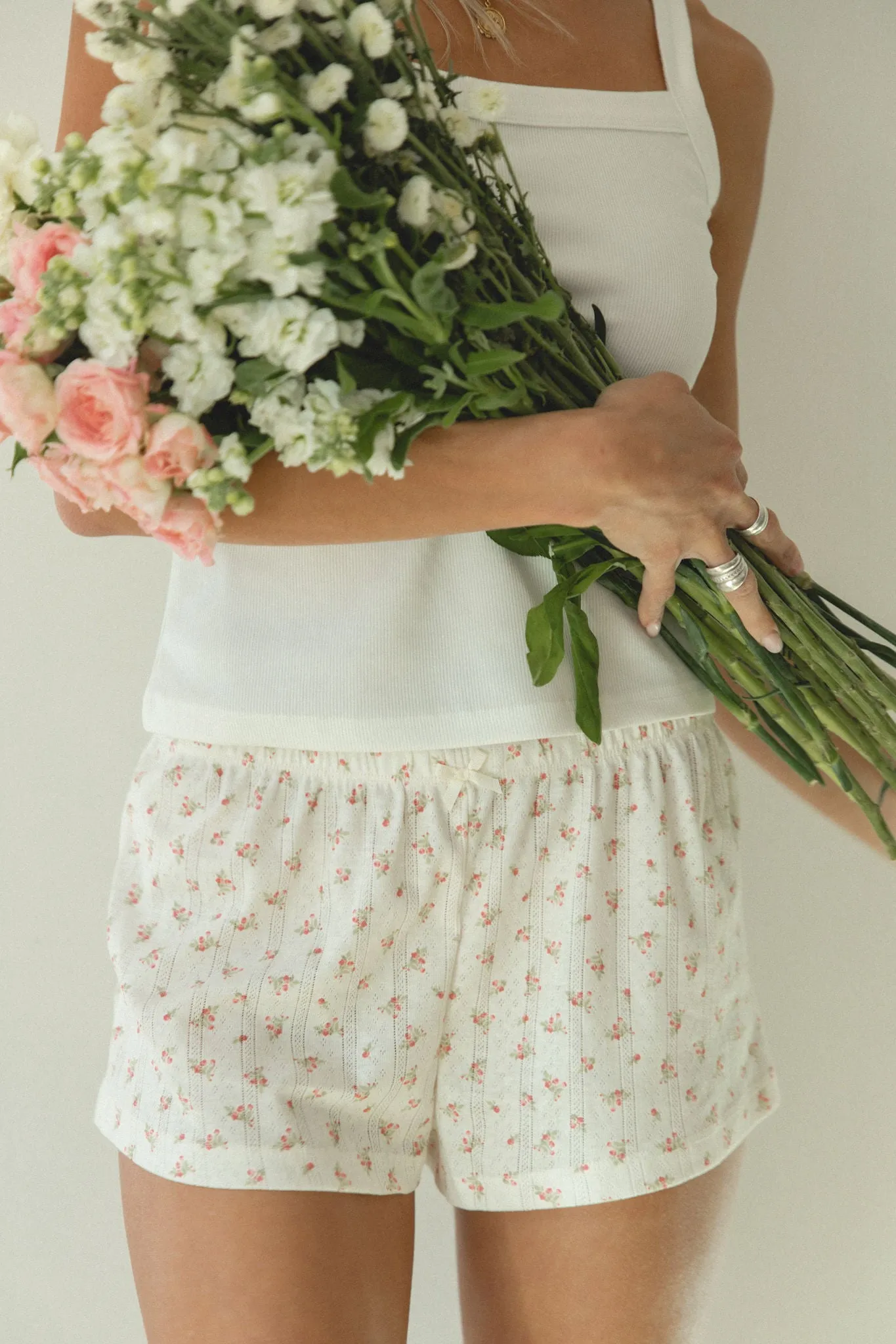 Rose Knit Floral Shorts