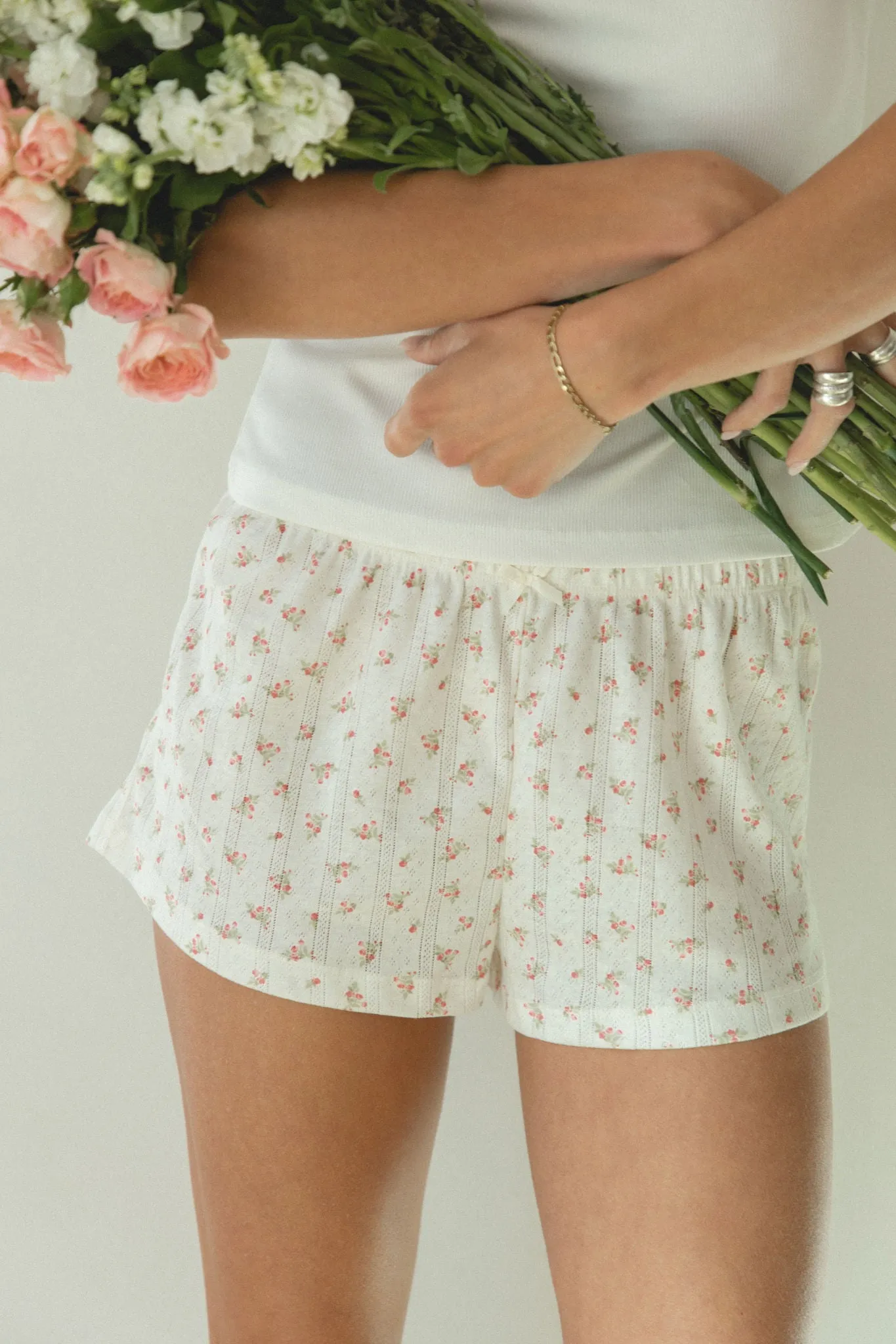 Rose Knit Floral Shorts