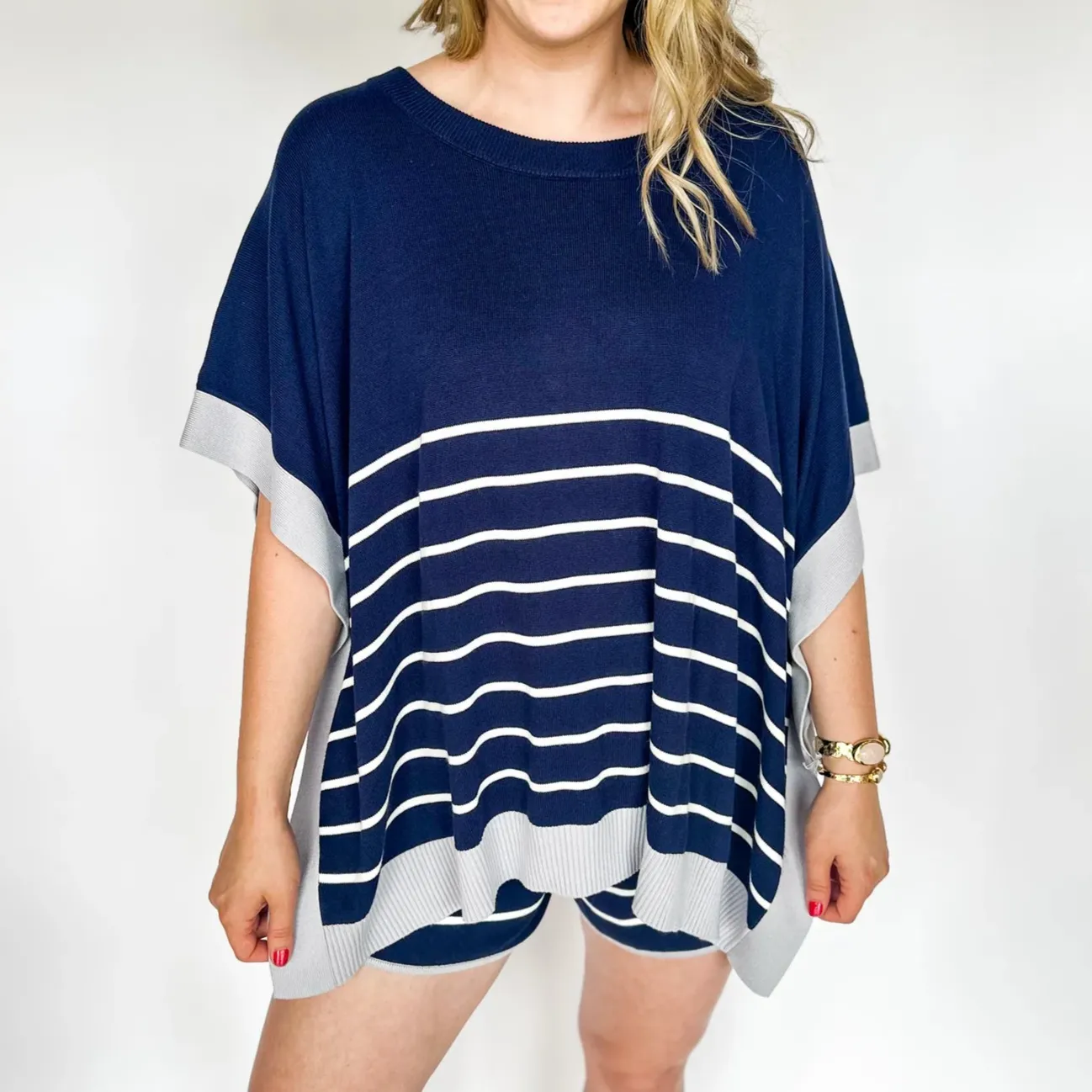 Sammie Navy Stripe Drawstring Lounge Shorts
