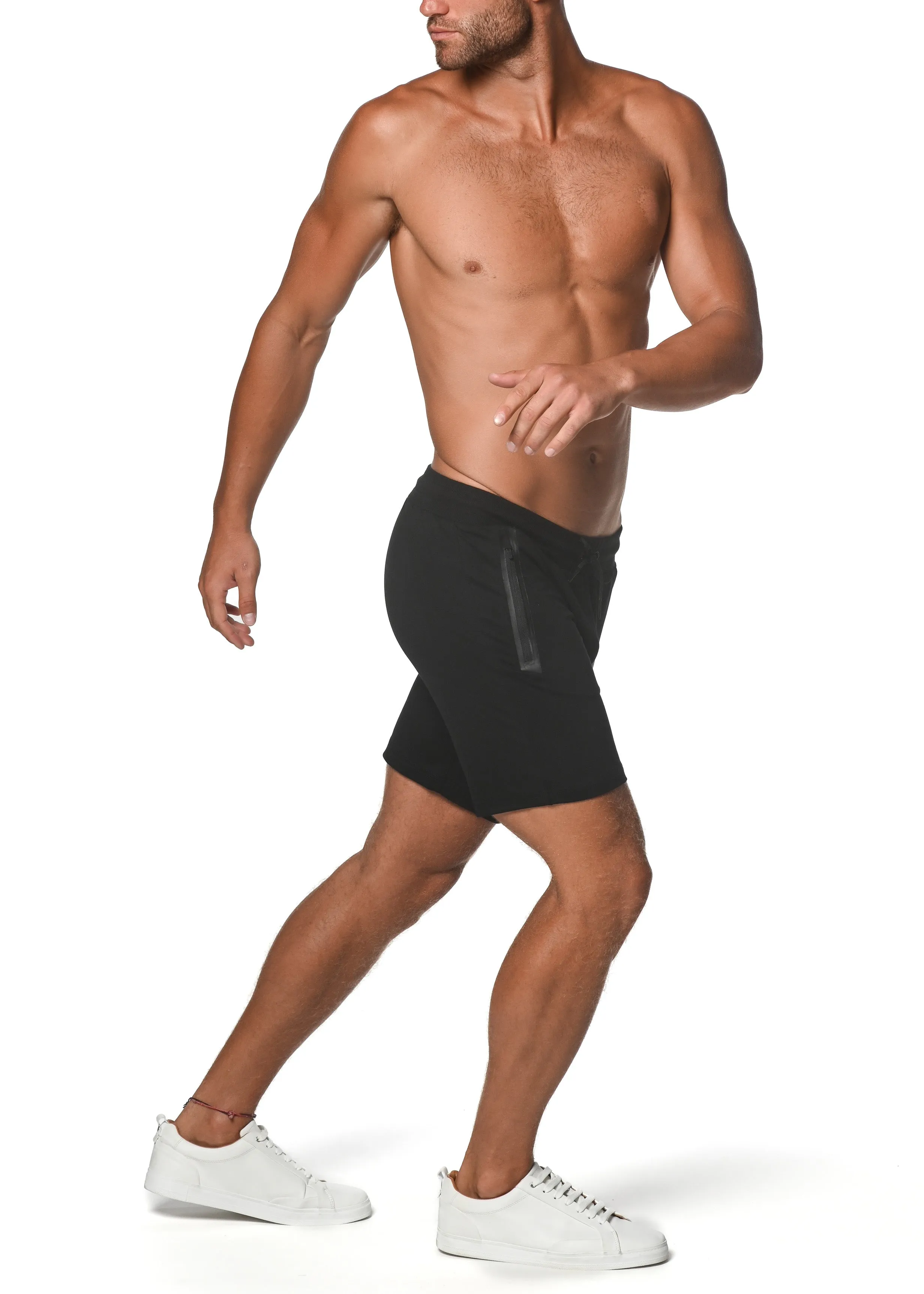 STEALTH BLACK FLEECE FLEX COTTON STRETCH SHORTS ST-10502