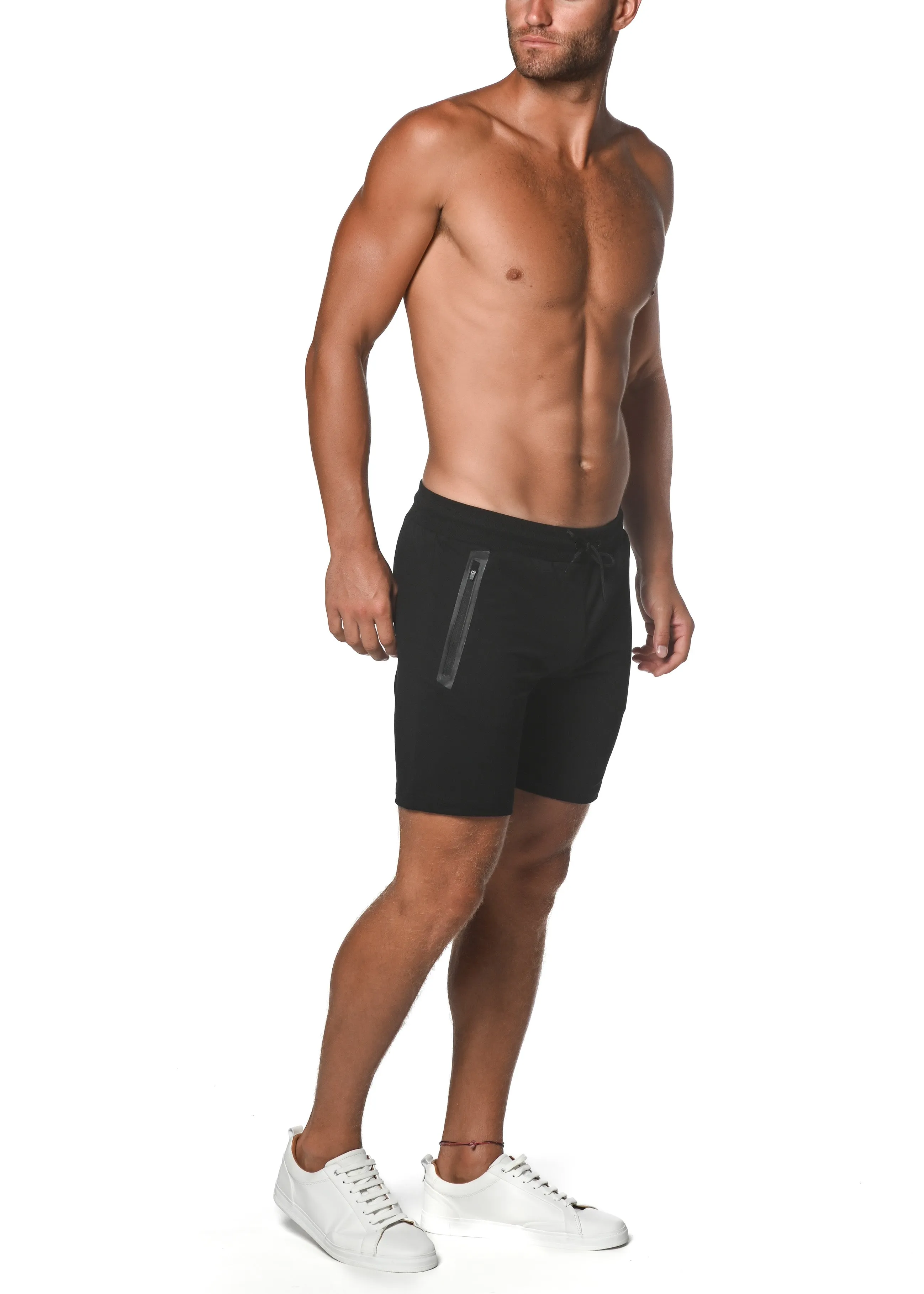 STEALTH BLACK FLEECE FLEX COTTON STRETCH SHORTS ST-10502
