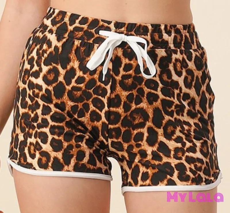 White Trim Shorts (Leopard)