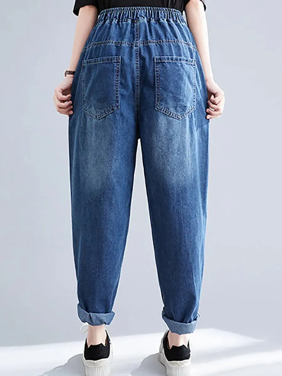 Women Embroidery Denim Harem Pants