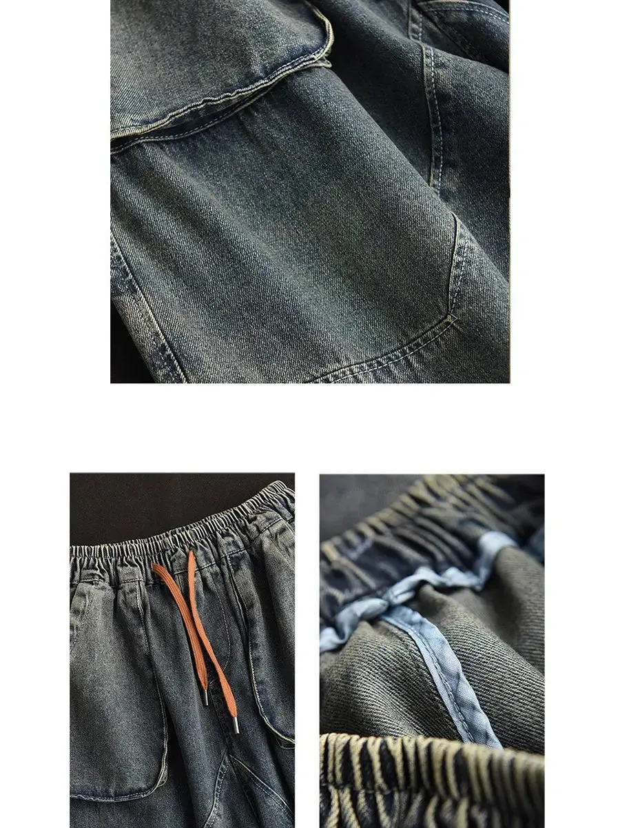 Women Pocket Denim Harem Pants