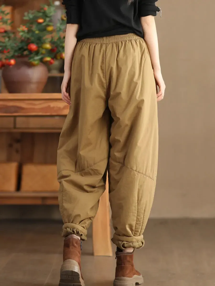 Women Solid Spliced Padded Harem Pants