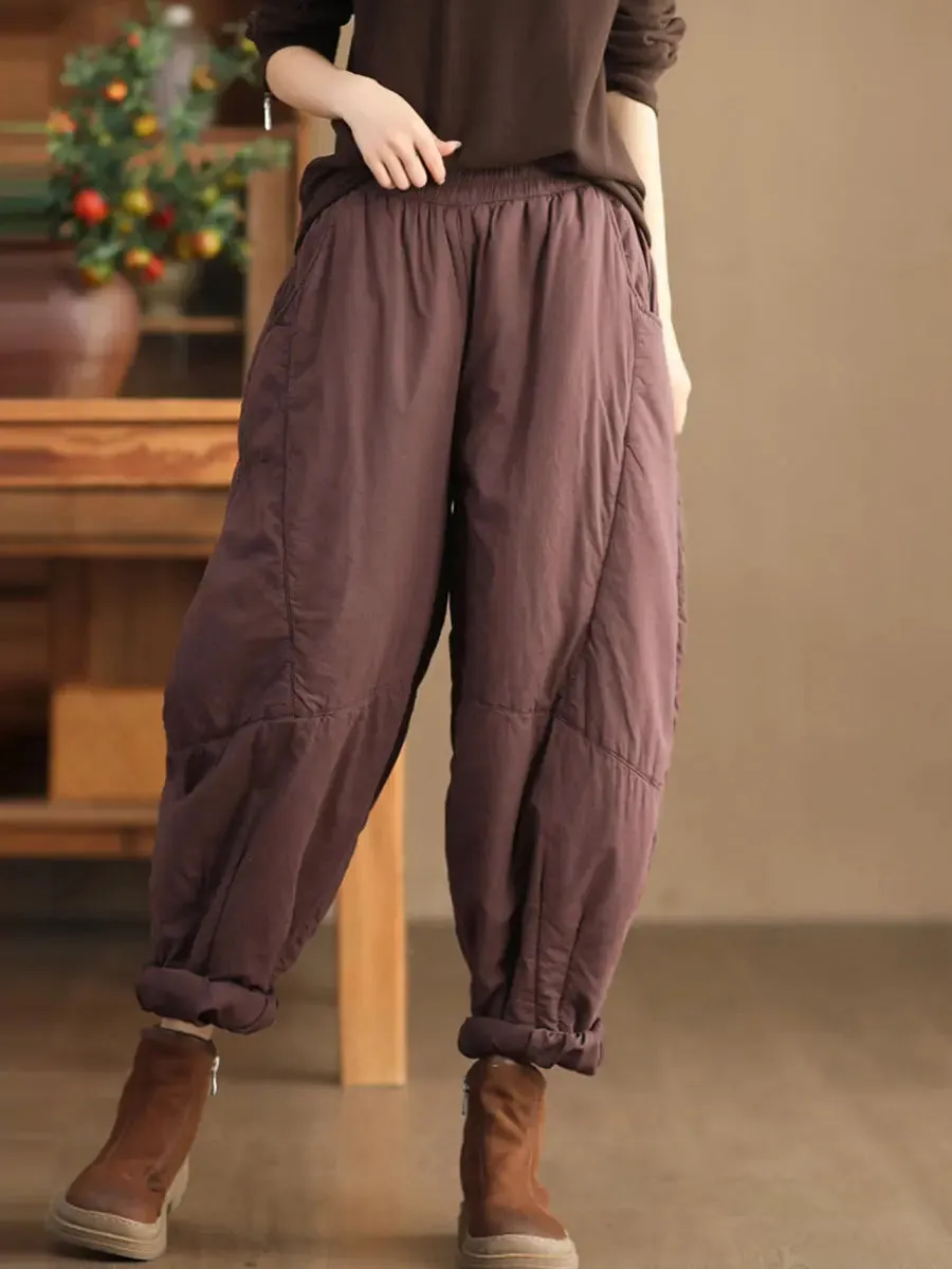 Women Solid Spliced Padded Harem Pants