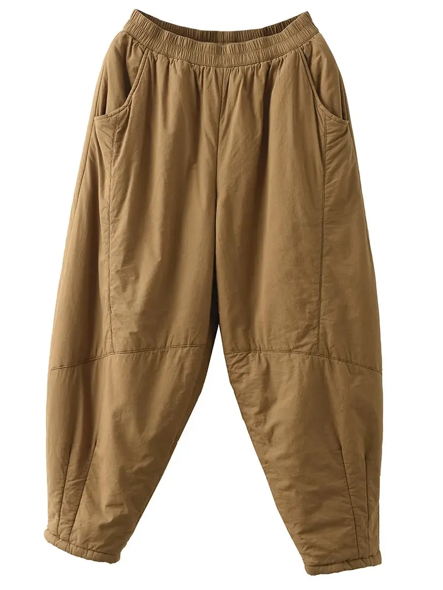 Women Solid Spliced Padded Harem Pants