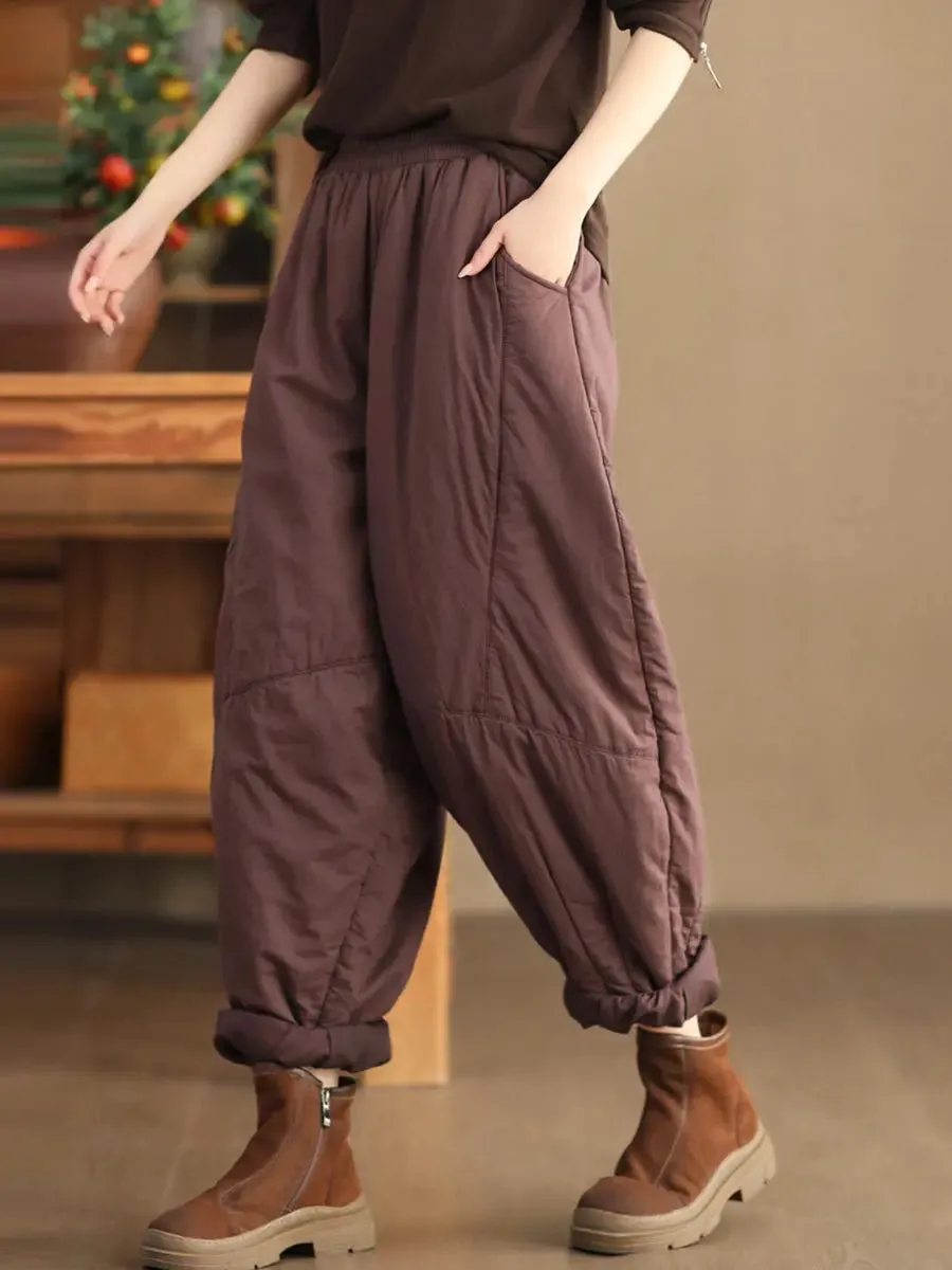 Women Solid Spliced Padded Harem Pants