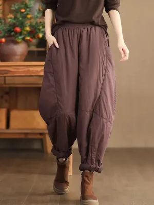 Women Solid Spliced Padded Harem Pants