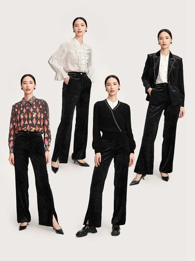 YAYING Black Wide-leg Pants